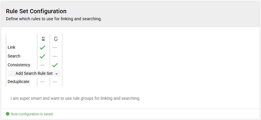 consistency rule set configuration
