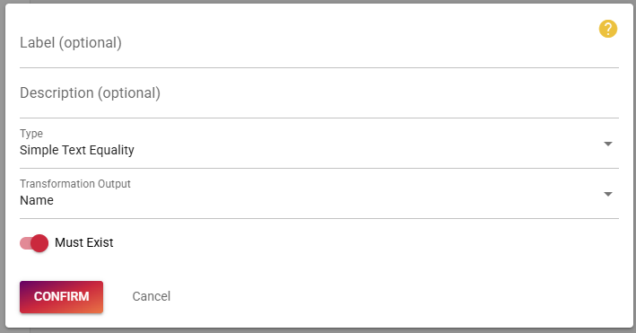 matcher configuration for name field