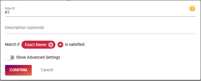 rule configuration with name matcher